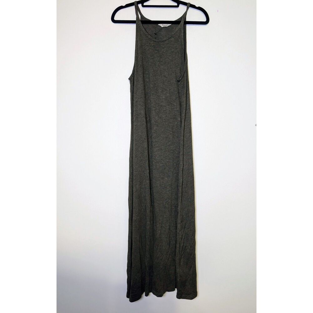 Madewell Knit Cami Maxi Dress Medium Olive Green Ribbed Minimalist Comfy - Picture 2 of 7